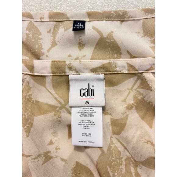 Cabi Couplet Blouse #4156 Beige White Leaf Print Medium 2 Pc - Picture 4 of 4